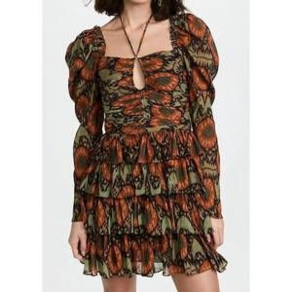 Ulla Johnson Dresses & Skirts - Womens Ulla Johnson Naiya Nocturne Black Green Gold Metallic Halter Dress 0